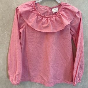 Hannah Andersson Pink Long Sleeve Ruffle Top - Size 150 / 12